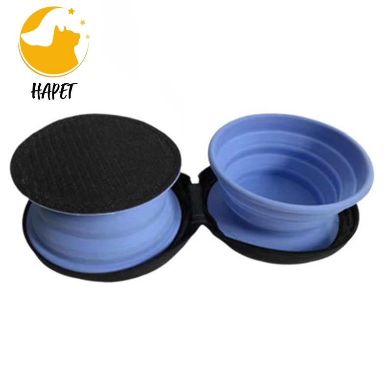 Pet Supplies Go out Portable Collapsible Dog Bowl Water Feeding Car Sewn Silicone Double Bowl