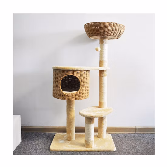 中国卸売 5 レベルのハンモックと猫の爪とぎポスト付きの大きな猫の木の生産